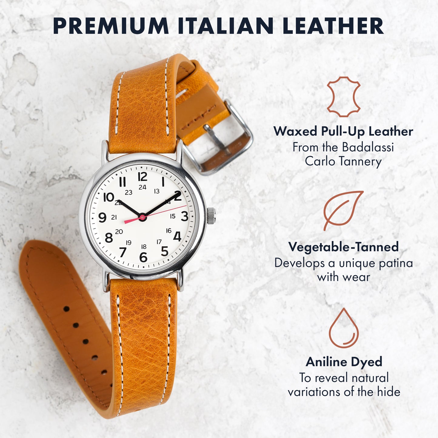 Waxy Vegetable Tanned Leather Watch Band